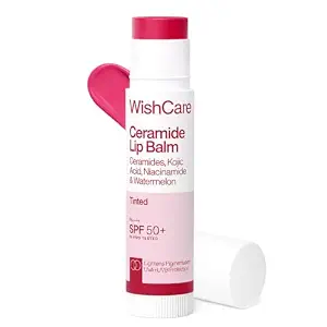 WishCare Tinted Lip Balm SPF 50 PA++++ | Brightening Lip Balm for Dark Lips | In-Vivo Tested | Kojic Acid & Niacinamide | For Women | 5g