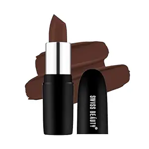 Swiss Beauty Pure Matte Creamy Lipstick | Non-drying, Highly pigmented Lipstick | Shade- Coffee, 3.8gm|